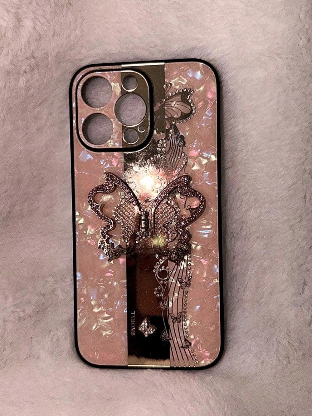 Butterfly Phone Case in Pink & Black Like New